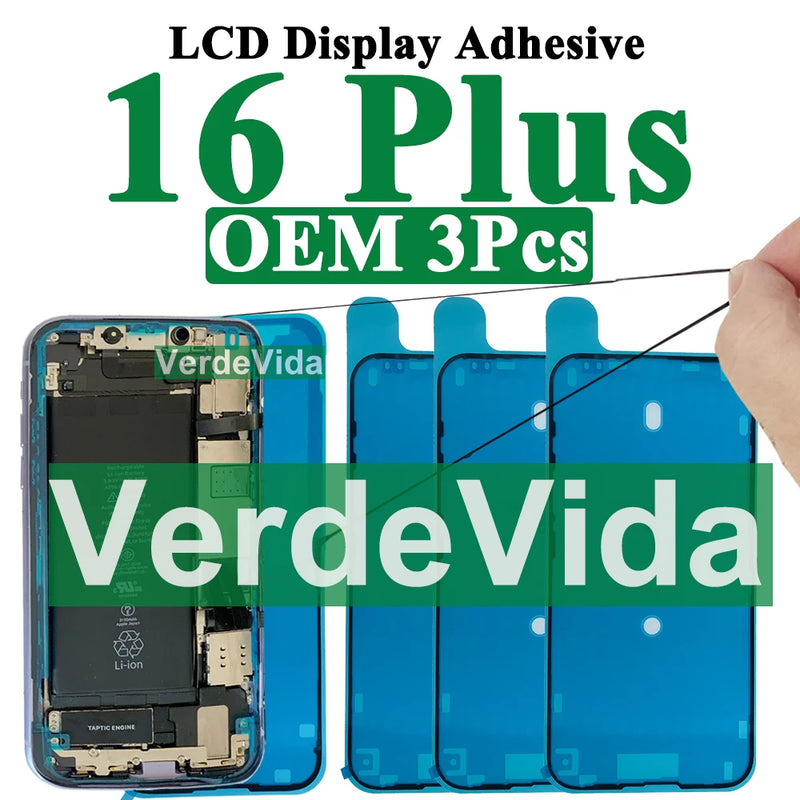 VerdeVida 3pcs OEM Screen Display Adhesive for iPhone 13 Pro Max 11 12 13 14 15 Plus XS X LCD Waterproof Glue Sticker Frame Seal