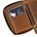 Men Crazy horse Genuine Leather Coin Wallet Real Leather Snap Short Purse Women Coin Pocket Zip Around Small Trifold Pocket