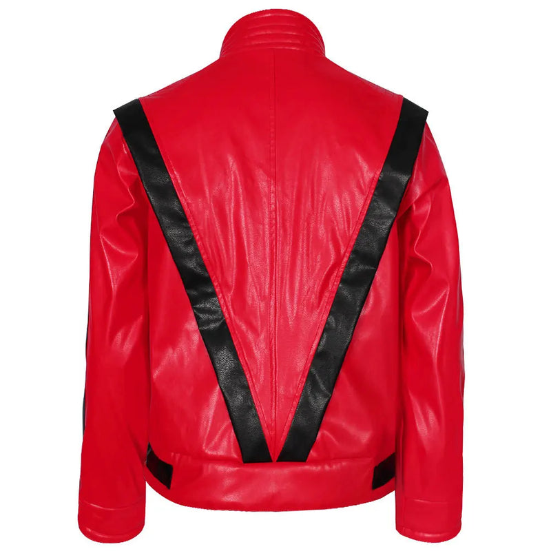 Jacket for Men's Cosplay Michael Jackson Thriller Halloween Party Male Red Top Coat Costumes New Stage Show Wear Singer Costume