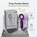Portable Handheld Mini Fan, 6 Speeds 16900 RPM High Velocity Personal Fan with LED Display, USB Rechargeable, Mini Fan with Lanyard for Makeup, Travel, Outdoor for Women Girl Gift,Purple