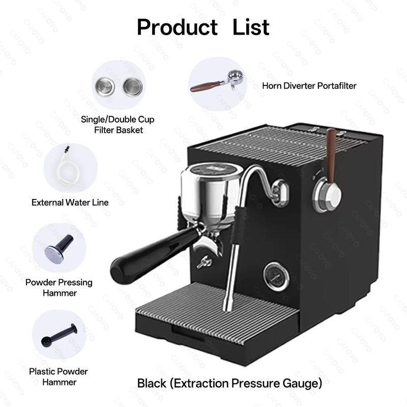 CAFOVO E120 Semi-automatic Coffee Machine ULKA Pump 9Bar OPV System Three Boiler with OLED Display for Home Cafe Espresso Maker