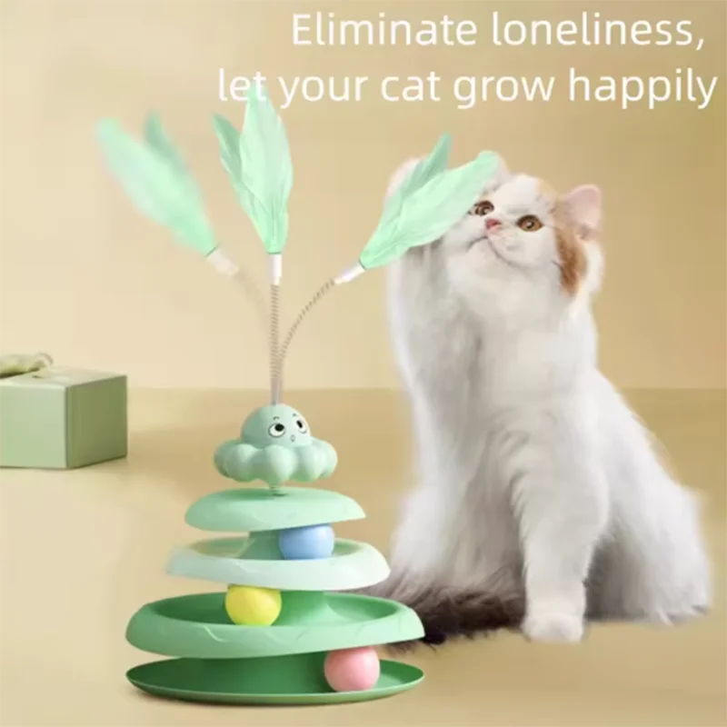 Pet Three-layer ball cat Turntable Octopus-shaped teasing cat stick to relieve boredom toys Fun Puzzle Game pet supplies
