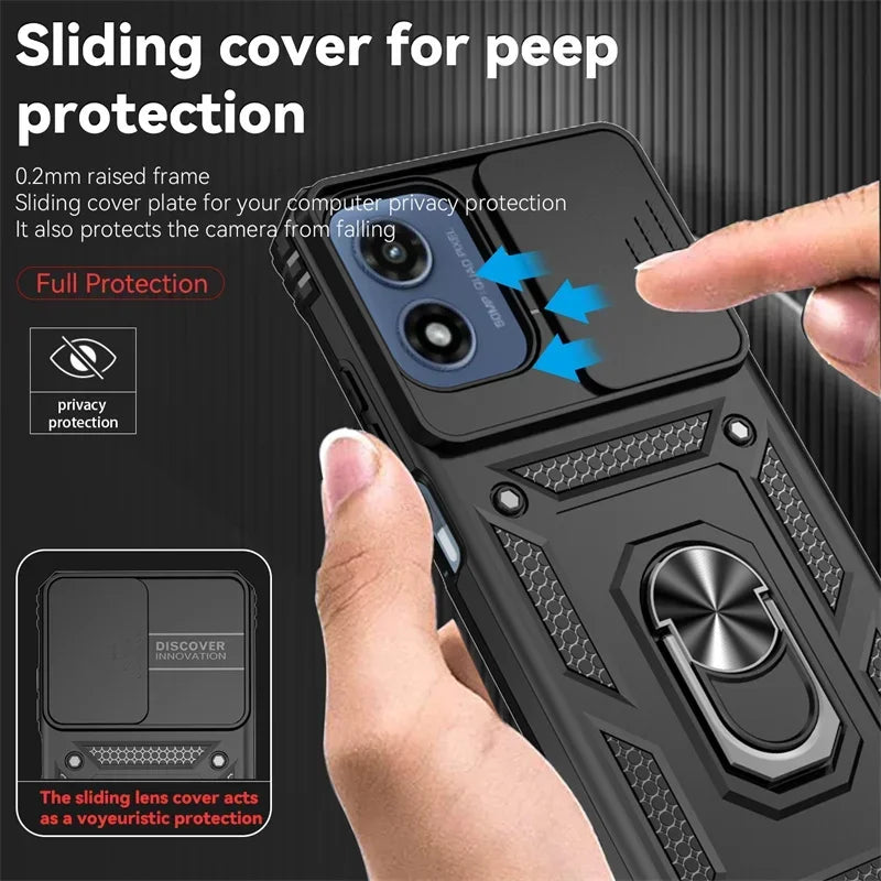 Armor Shockproof Case For Motorola G67 G77 G06 Power G56 G86 G05 G15 G35 G55 G75 5G G85 G04S E15 Cover Ring Holder Coque