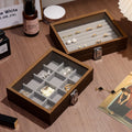 Walnut wood color jewelry box; exquisite wooden ring box, earrings, studs, necklace, trinkets multi-compartment storage box