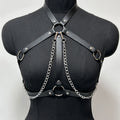 Women Fashion Full Body Chain Leather Waist Belt and Thigh Garter Set, Punk Gothic Metal Chain Suspenders for Festival Cosplay