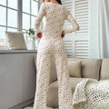 Women Autumn Winter Sleepwear Floral Print Lettuce Trim | SAMAG