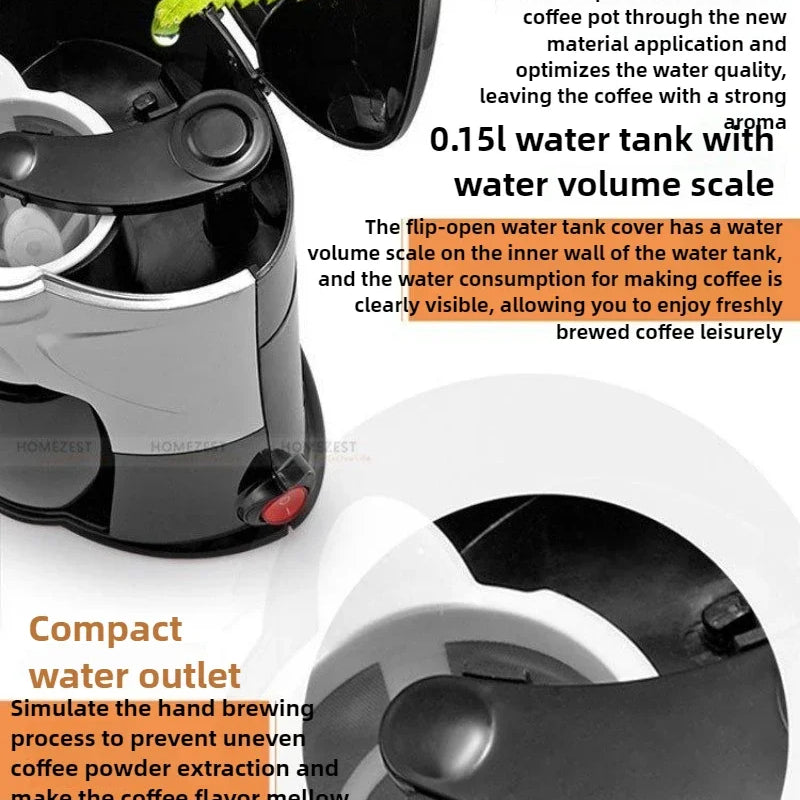 300W Small Household Palm Coffee Machine Kitchen Appliances Office Freshly Ground Coffee Tea Maker Drip Type 220V-240V