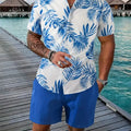 Men's Shirt Shorts Set Two Piece 3D Leaf Print Sleeve | SAMAG