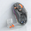 Rechargeable Wireless Mouse Bluetooth Three-Mode Transparent Luminous Ergonomic Silent Magnetic Doll Mouse for Office Laptop