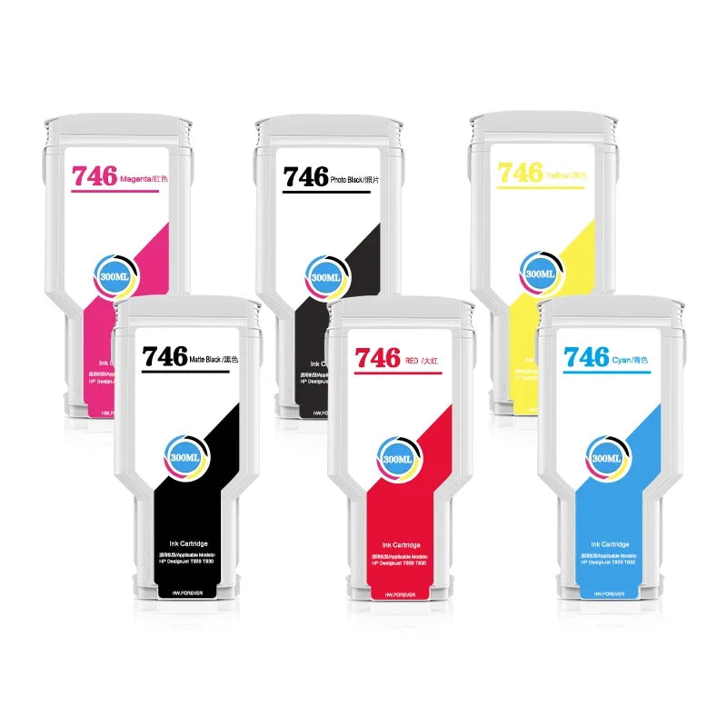 746 747 Pigment Ink Compatible Color Inkjet Ink Cartridge P2V82A P2V83A P2V80A  for HP746 for HP DesignJet Z6 Z9 Z9+ Printer