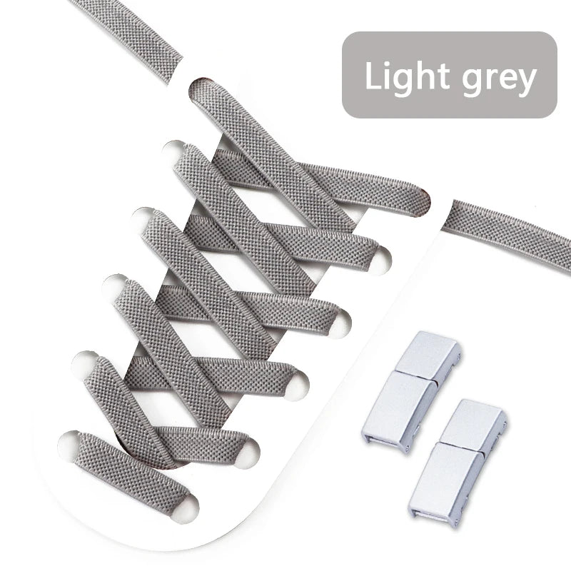 Magnetic Lock Shoelaces Without ties 8mm Wide Flat Elastic Laces Sneakers Tennis No Tie Shoe laces Easy Use Shoes Accessories