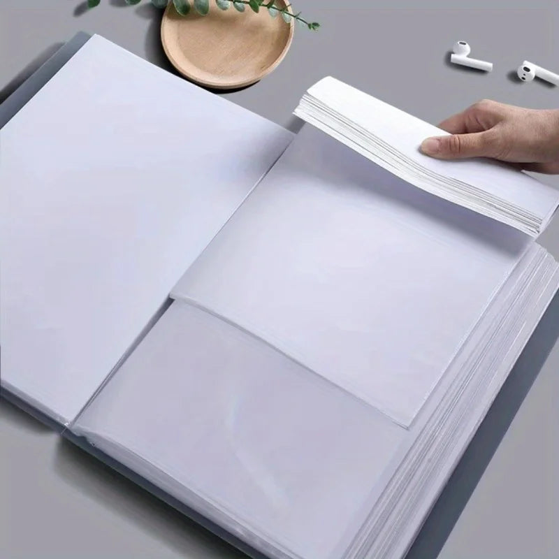 A4 Display Paper File Folder 40/60/100 Pockets Document Organizer with Snap Closure Office School Stationery