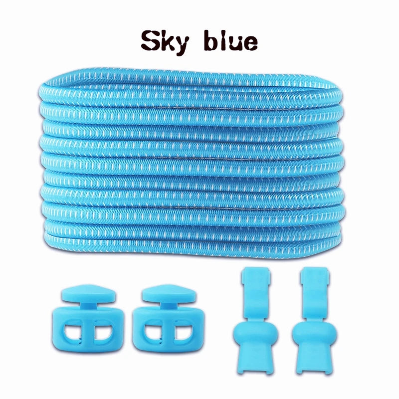 1 Pair Elastic Shoelaces Kit with Push Button Lock Stretch No Tie Shoe Laces for Running Sneakers Sports Shoes Adults Kids