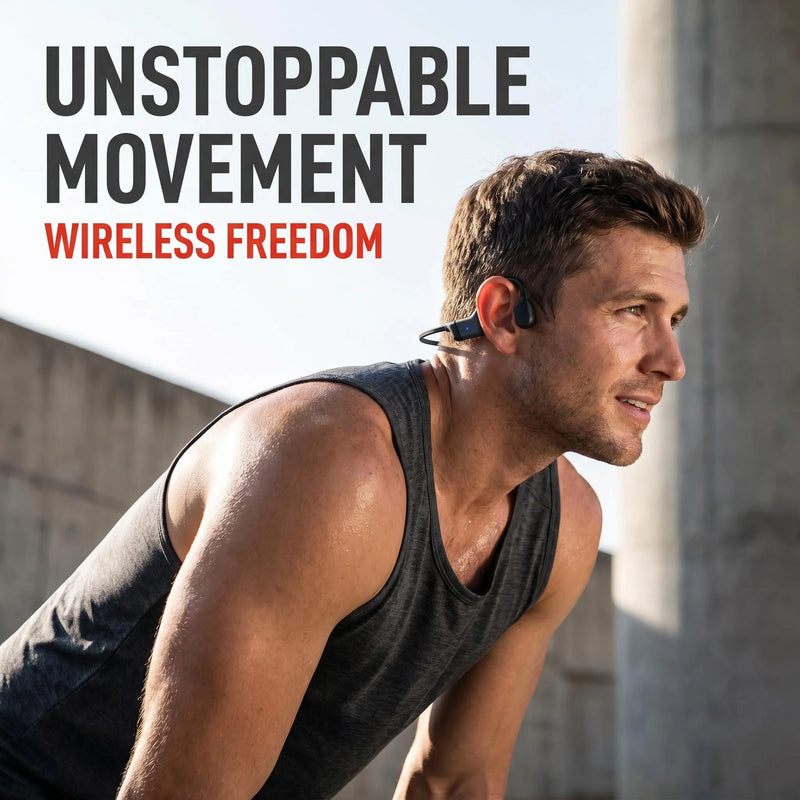 2026 New Bluetooth 5.3 Bone Conduction Headphones Open-Ear Wireless Earphones, 20H Long Battery ENC Mic, Lightweight Sweatproof for Running
