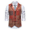 Green Men Vest Tweed Plaid Waistcoat Slim Fit Lapel Suit | SAMAG