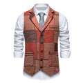 Green Men Vest Tweed Plaid Waistcoat Slim Fit Lapel Plaid Suit Vest Herringbone vintage Vest For Wedding Groomsmen vest heren