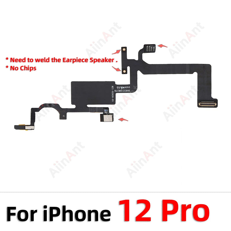 AiinAnt Phone Top Sound Ear Earpiece Speaker Proximity Light Sensor Flex Cable For iPhone 12 13 14 15 Pro Max Plus