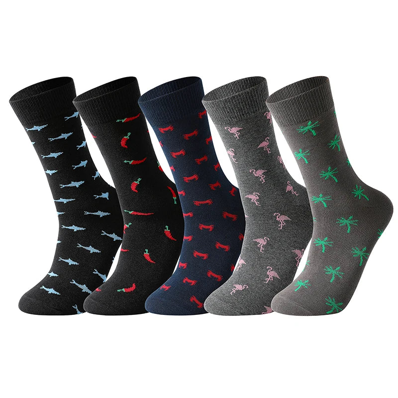 5 Pairs Men's Socks Cotton Business New Fashion Funny | SAMAG