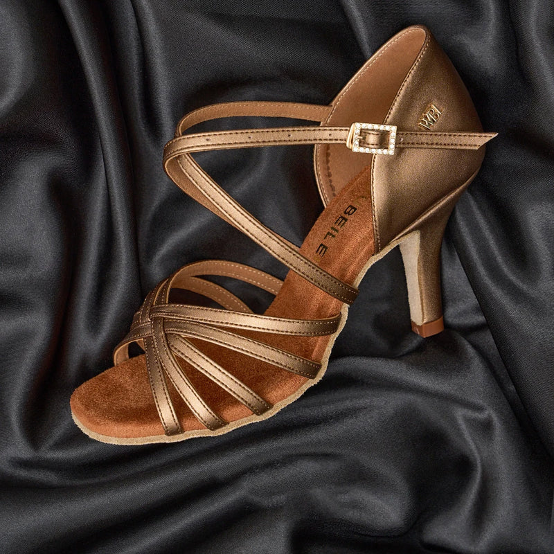 Women‘s Heel Latin Dance Shoes Flare/Cone Heel - Flexible Suede Sole for Ballroom, Cha Cha, Salsa|Practice & Performance