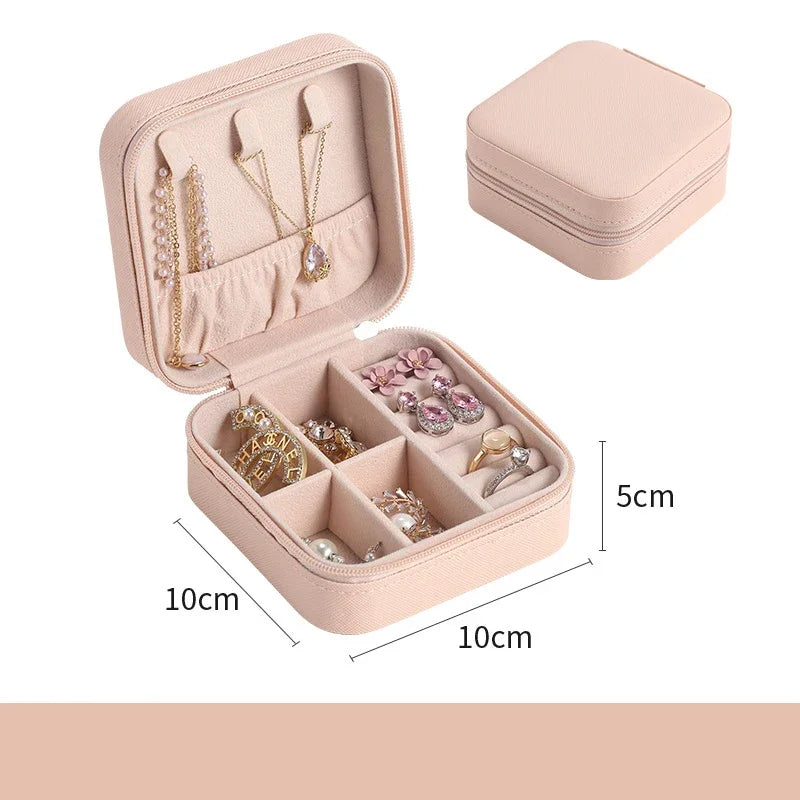 Portable Mini Jewelry Storage Box Travel Organizer Case Leather Earrings Necklace Ring Display - Visuel 11 | SAMAG