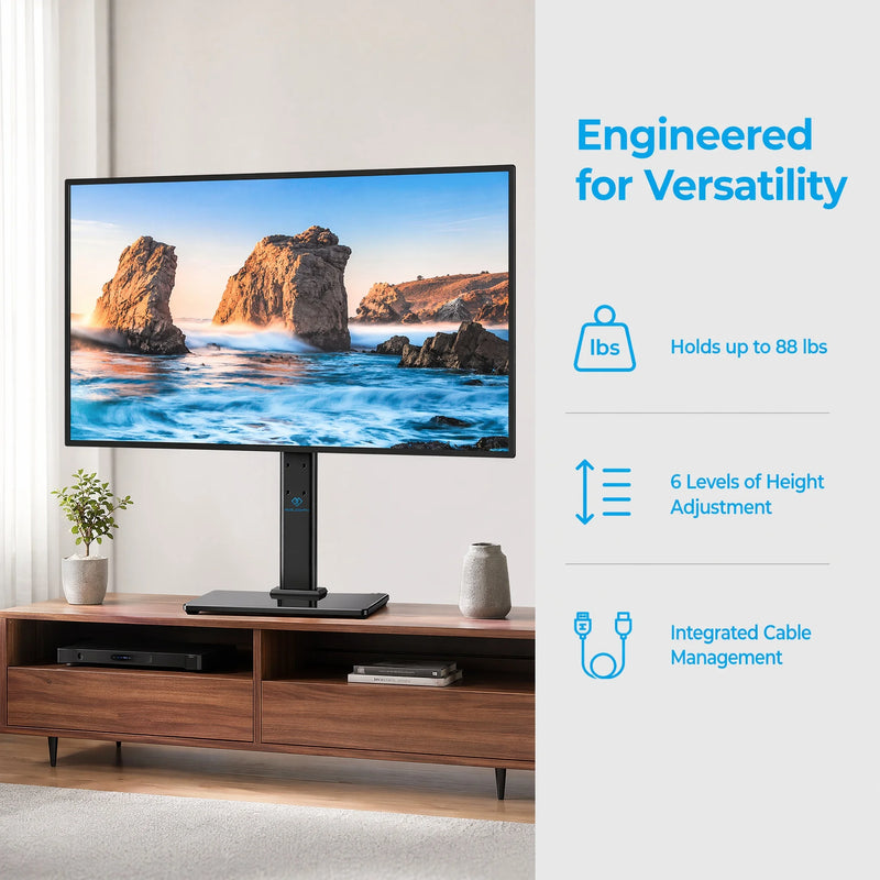 Universal Swivel TV Stand Legs for 32-65 inch TVs, Height Adjustable Tabletop Mount Holds up to 88lbs, Table Television Stands for Livingroom & Bedroom, Universal VESA 400x400mm