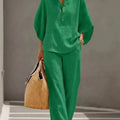 Ladies' Leisure Shirt Set, Lazy and Relaxed Feel, Top Choice for Commuting and Vacation, Lightweight and Slightly Sheer