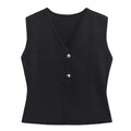 Knit Sleeveless Vest Woman Button New Spring Cropped - View 7 | SAMAG