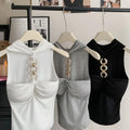 Fashion Sexy One Piece With Chest Pad Slim Versatile Camis Women's 2026 Summer New Chain Halter Tank Top