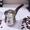 Stainless Steel Turkish Coffee Pot 360Ml Long Handle Lid Milk Warmer Pot Tea Brewing Small Sauce Pan Stovetop Induction Coffee