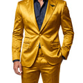 Men's Satin 2 - Piece Suit Set Slim Fit Peak Lapel Tuxedo Blazer With Straight Leg Pants For Wedding Party - View 17 | SAMAG