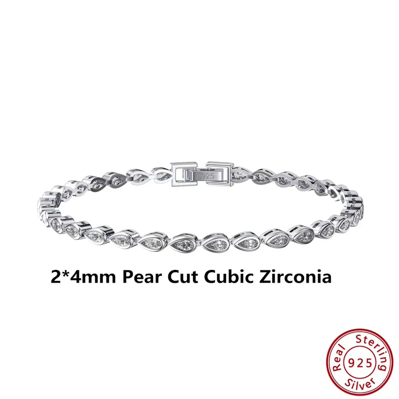 ORSA JEWELS Authentic 925 Sterling Silver Tennis Chain Bracelet Moulding Process Hanmade High-end Hand Chain for Man Woman SB128