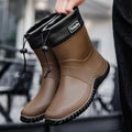 Men Rain Boots Fashion Mid-calf Rubber Boot Outdoor Waterproof Garden Work Shoe Non Slip Fishing Rubber Galoshes Men Rubberboots