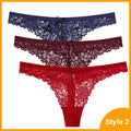 3 Pcs Woman Panties Sexy Lace Thong Underwear Lingerie Female T-back Temptation Low Waist Women Transparent G String