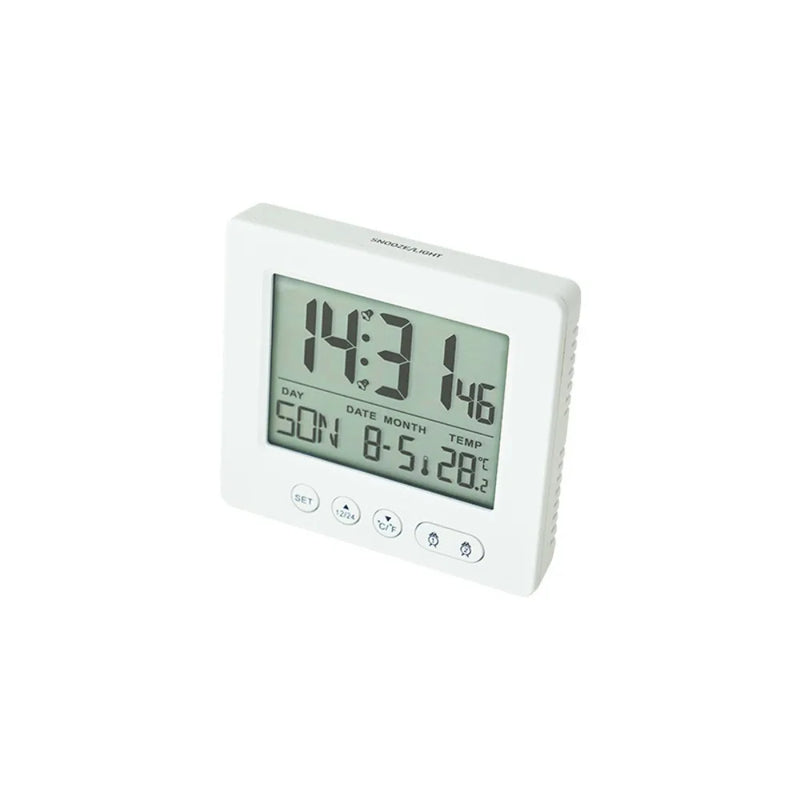 Digital Radio Alarm Clock with Thermometer, 5 Minute Function, 2 Alarm Time Settings, Simple Clock for Home Use