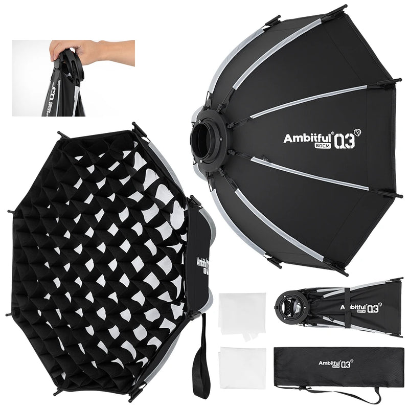 AMBITFUL Q3 80cm GODOX Mount Softbox SA-GD Speed Ring Matt box Light box For GODOX ML100 BI ML60 AD300Pro LED Flashlight