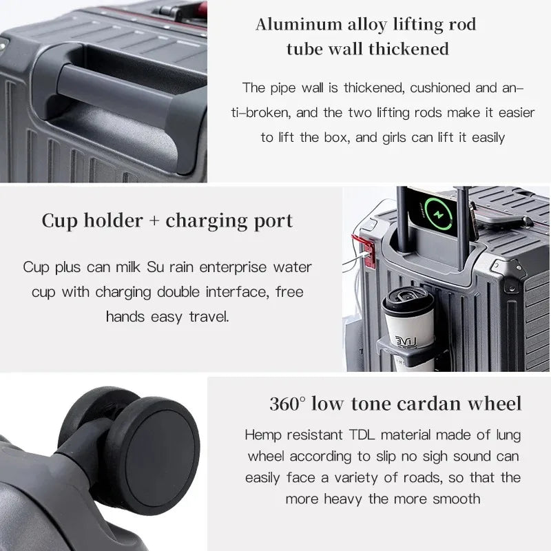 20/24/26/28/30inch Large Capacity Suitcase Aluminum Alloy Frame with Spinner Wheels Travel Trolley Case TSA Lock Rolling Luggage