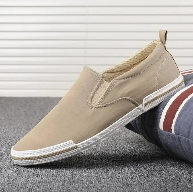 Men's Breathable Canvas Slip-On Casual Sneakers New Style Basic Pedaling Lazy Summer Loafers Comfortable Male Footwear