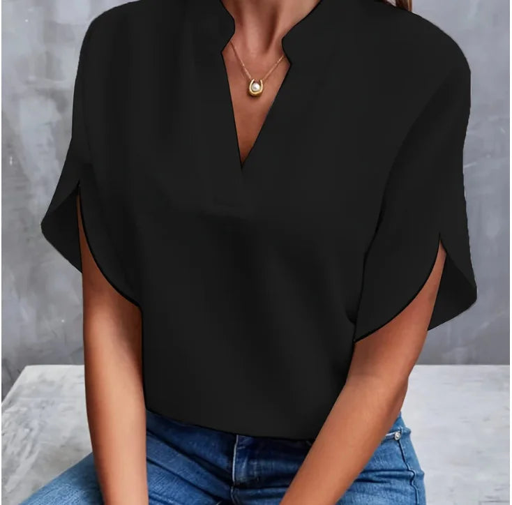 Summer Elegant Women's Blouse New V - neck Short Sleeve - View 3 | SAMAG
