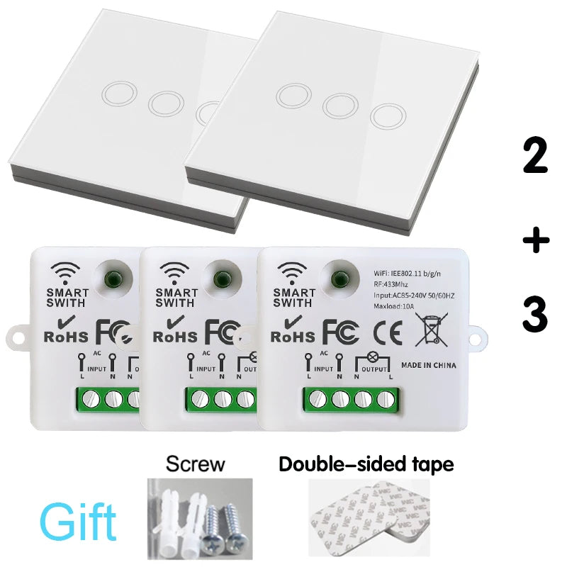 Mini WIFI Smart Light Switch Tuya Smart Life APP Wall Panels Touch Switch 433Mhz DIY Relay Module Timer Voice Google Home Alexa