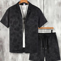 Men's Jacquard Floral Set Cuban Collar Shirt & Shorts | SAMAG