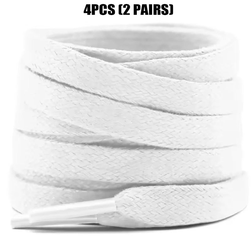 4 Pcs(2 Pairs) Premium Flat Waxed Shoelaces Heavy Duty Replacement Laces for Sneakers Leather Boots Hiking Shoes Men Women