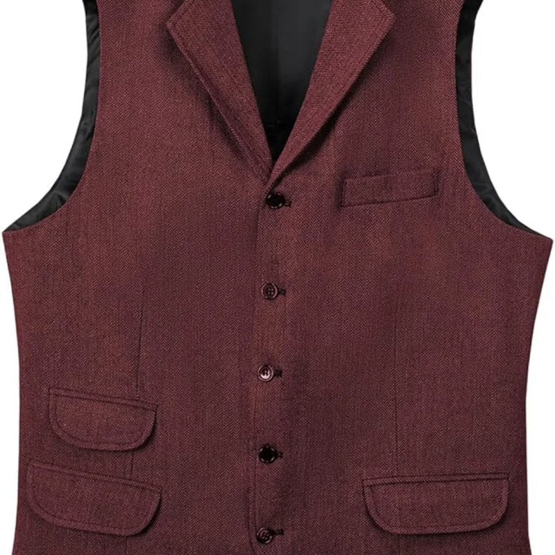 Men's Vest Herringbone Tweed  Suits Vests Slim Fit Business Herringbone Men's Waistcoat For Wedding