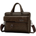 The neutral color men's handbag is suitable for business trips and can also be carried on one shoulder.It is made of PU material