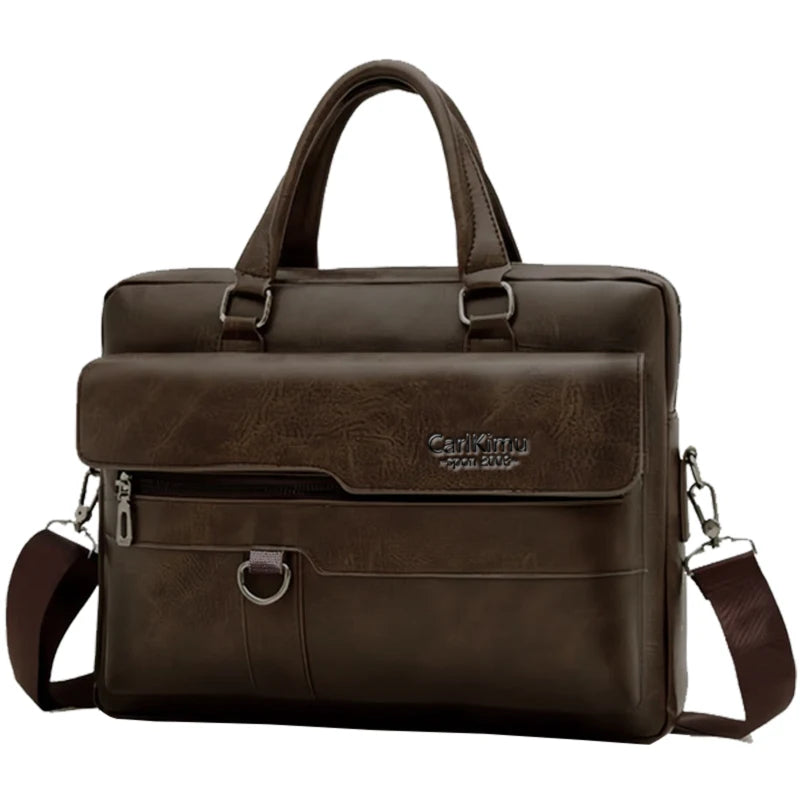 The neutral color men's handbag is suitable for business trips and can also be carried on one shoulder.It is made of PU material