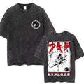 Washed Retro Japanese Anime Akira Print 100%Cotton Men Woment T-shirt Summer Autumn Daily Sports Party Casual Loose Short Sleeve