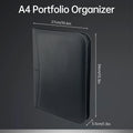 Bisofice Zippered Business Padfolio A4 PU Leather Portfolio Organizer for Interview Resume Document Planner Agenda  Holder