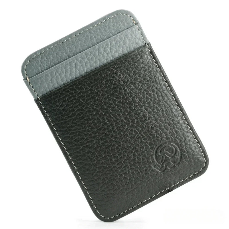 Fashion 100% Genuine Leather Thin Bank Credit Card Case Mini Card Wallet Men Bus Card Holder Cash Change Pack Business ID Pocket