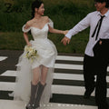 Zoci Off the Shoulder Short Wedding Dresses Korea Photo | SAMAG