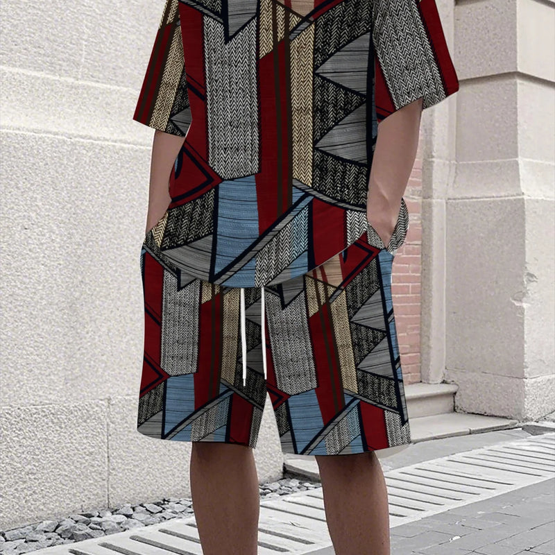 Summer Clothes for Man Plus Size Men's Matching Sets Short Sleeve T - shirts Drawstring Tracksuit 2 Piece - View 6 | SAMAG