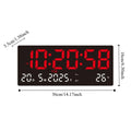 Large Digital Wall Clock 12/24H Time/Date/Week/Temp Display LED Alarm Clock 3 Alarm Clock Snooze Electronic Table Clock